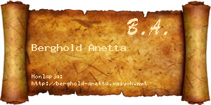 Berghold Anetta névjegykártya